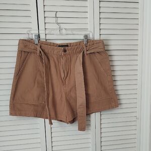 Banana Republic High-Waist Tan Belted Utility Shorts